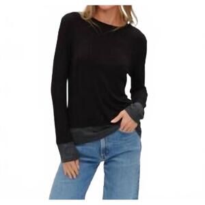 NEW SIX/FIFTY izzy double layer top in charcoal